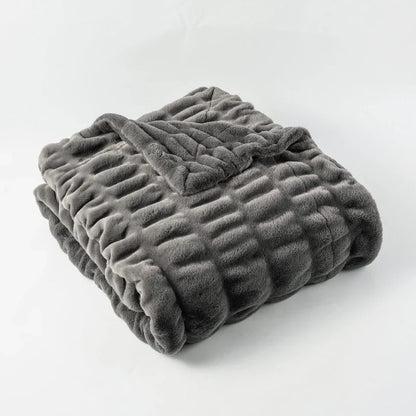 Reversible Rabbit Fur Blanket