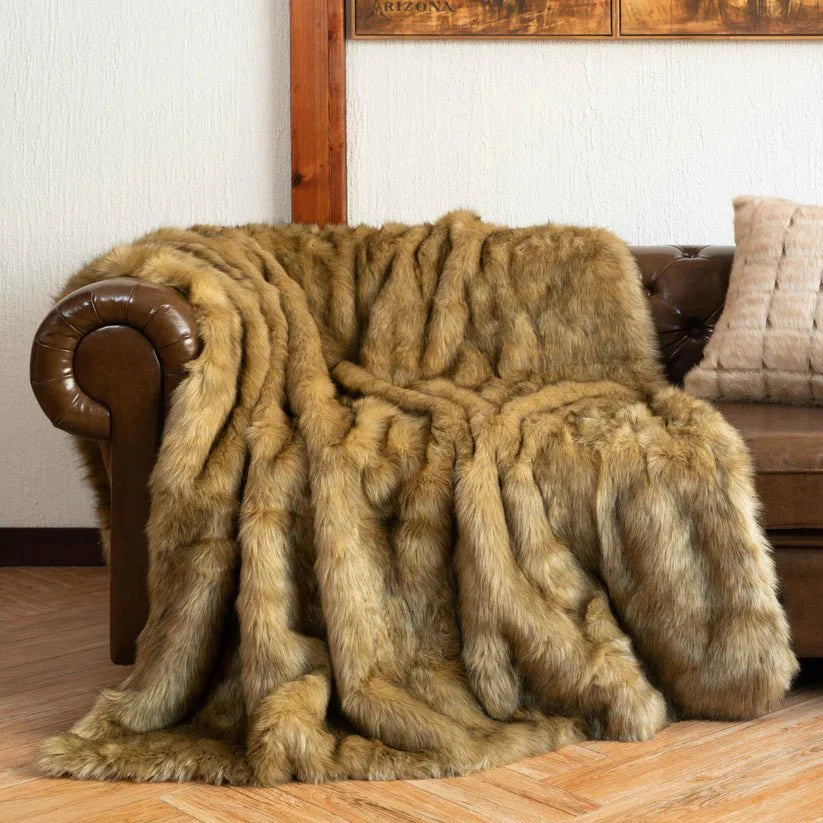 Faux Fur Luxury Blanket Ocher